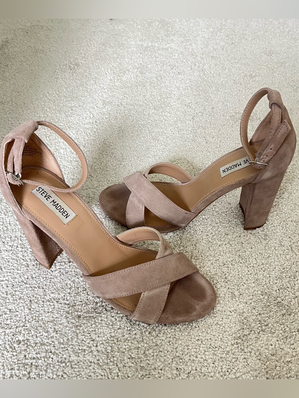 Steve Madden Tan Suede Block Heels